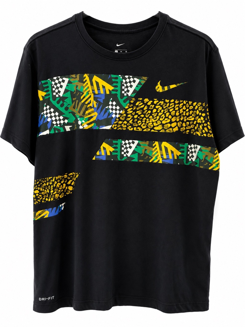 Nike Dri-FIT Graphic Athletic T-Shirt Black Multicolor Print Men’s XL